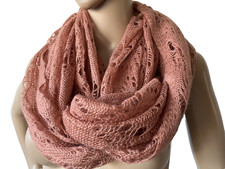 Gharani Strok London Women's Infinity Scarf Wrap Mohair Blend Dark Peach New !