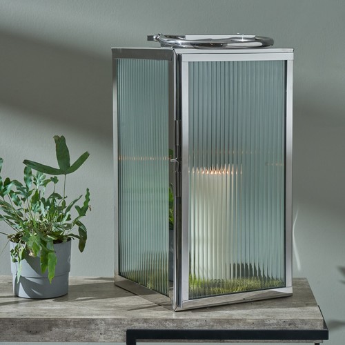 Silver ribbed glass - silver,