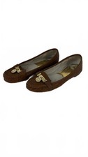 Michael Kors Brown Leather Loafers with Gold Accent Size 4.5