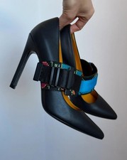 UK 5 Diesel D-Slanty Black Heels stilettos leather Italian Designer shoes