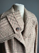 Vintage JULIUS CASTLE ISLAND Irish Tweed Coat 12 10 pure new wool pink Blogger