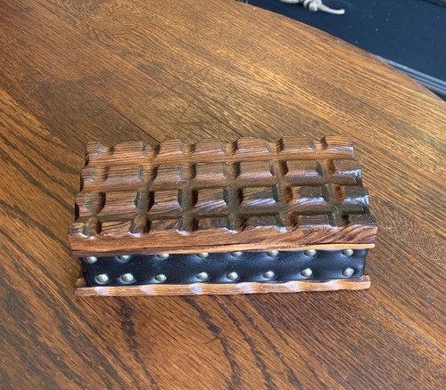 Vtg wood box medieval - wood,