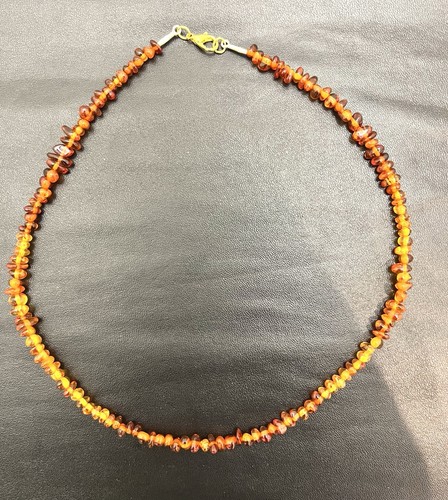 Vintage amber beads cognac - amber,