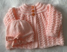 New Hand Knitted Girl's Peach