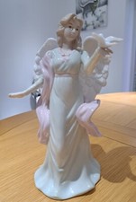 Beautiful Angel Porcelain Figurine Holding Dove - Bliss by Bellezza - 