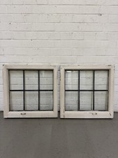 Pair Of Reclaimed Old Leaded Light Panel Wooden Windows 540 x 540mm 540 x 540mm