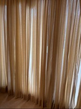 9 metre x 2.4m drop Belgian cotton voile pintuck curtains dark beige immaculate