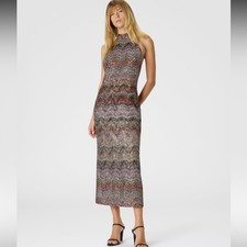 Missoni Sequin Zig-Zag Halter Knit Midi Dress Size 38 US 2 NWT $2370
