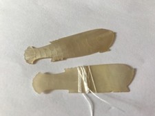 Antique Victorian mother of pearl fish thread winders needlework sewing tools...