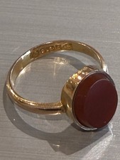 Vintage gold & Cornelian ring(Chester hallmark)14.9 mm / H½