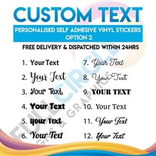 Any Personalised Text Or Name Vinyl Sticker Transfer Decal 20 x 10cm (Option 2)