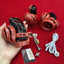 Shock Red Chastity Cage Restraints for Male Bird Cage Lockable Bondage Device UK