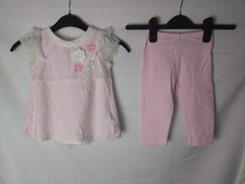 Girls Mayoral Pink and White Striped Top and Pink Leggings Set Age 24 Month