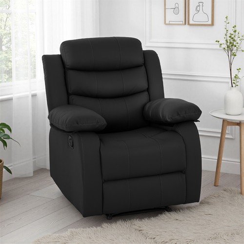 Roma recliner chair black faux - roma,