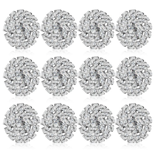 12pcs silver rhinestone - 12pcs,