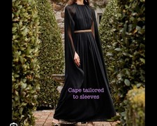 Monsoon Christa Plain Cape Dress Size 20 Cape ￼ Tailored To 3/4 Drape Sleeves 