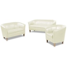 CREAM FAUX LEATHER SOFA