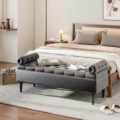 Grey tufted fabric storage - grey,
