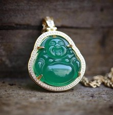 14K Gold Plated Green Jade