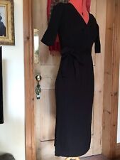 KNITTED DRESS WRAP BLACK RIBBED TIE BELT S DOROTHY PERKINS CHRISTMAS PARTY BOHO