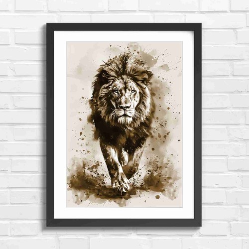 Bold watercolor lion portrait - bold,