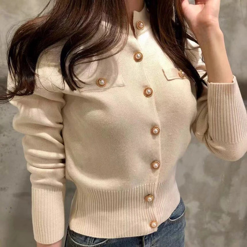 Women knit cardigan button - women,