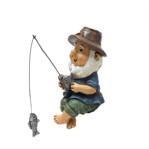 Fishing gnome statue - fishing, garden