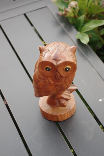Wooden owl ornament - wooden,
