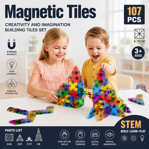 Magnetic tiles building - tiles,