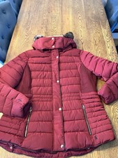 Joules Gosway Padded Winter Faux Fur Red-wine/Maroon  Coat New Without Tags