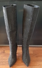 Marks and Spencer Womens Boots UK 6 Black Rhinestone Embelished