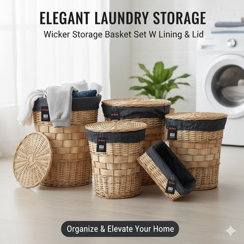 Wicker storage basket set - basket,