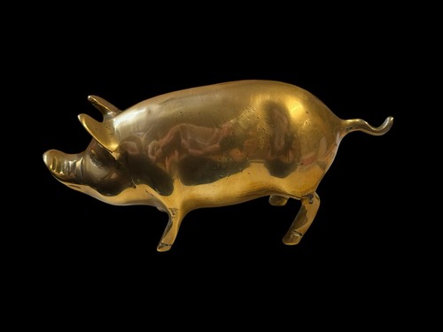 Vintage brass pig farmyard - vintage,
