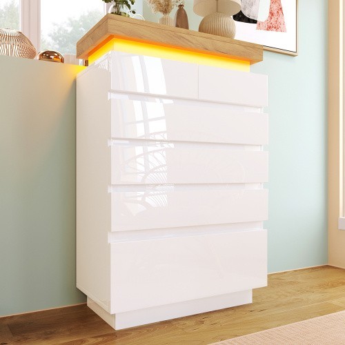 Led sideboard high gloss white - led,