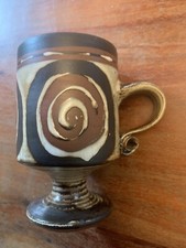 BRIGLIN Studio Pottery Earthenware Pedestal Footed Mug-vintage 1960’s / 1970’s