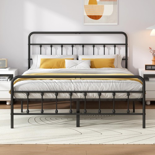 Queen metal bed frame - bed, with