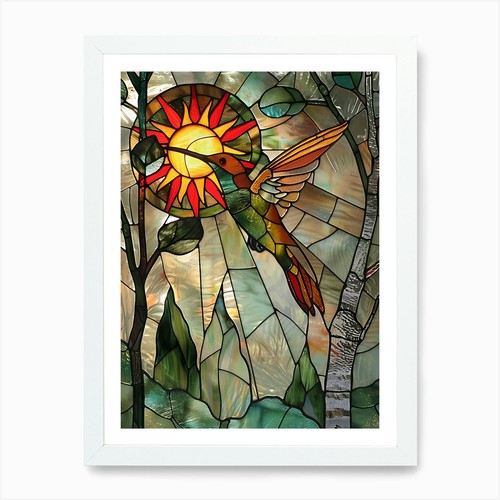 Hummingbird stained glass - stained, 18