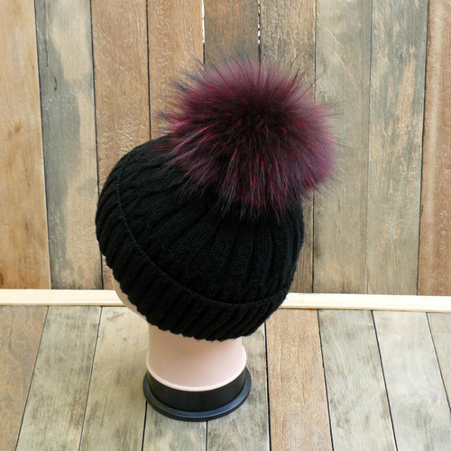 Large burgundy real raccoon - burgundy,