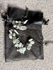 RARE VGC PILGRIM Jewellery Danish White Murano Glass Charms Bracelet