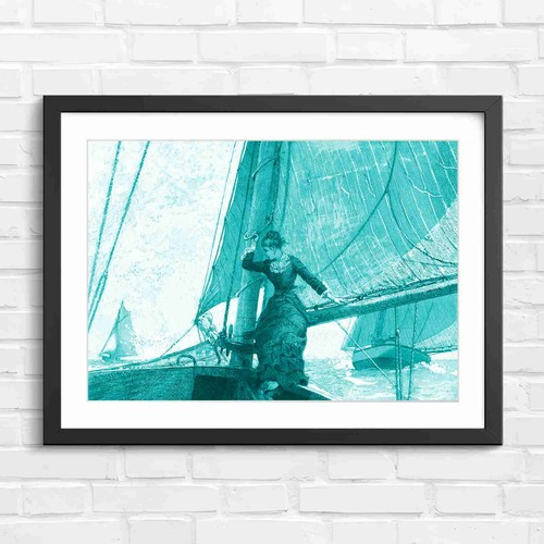 Victorian woman sailing yacht - victorian,