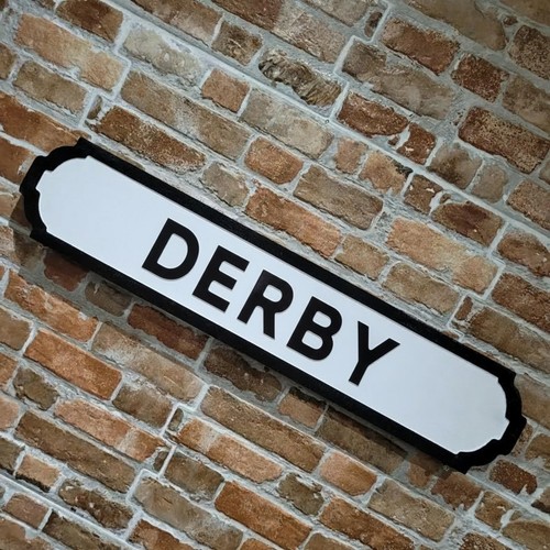 Derby sign wooden faux cast - derby,