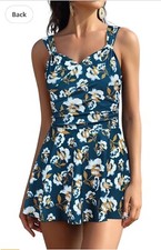 SHEKINI Women's One Piece Swimsuit Twist Front Retro Ruched Swimdress M