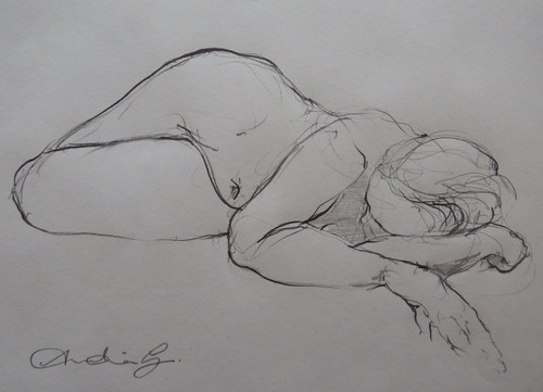 Female nude hand drawn - hand, pencil