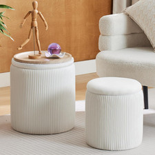 Set of 2 Round Velvet Ottomans