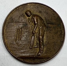 Old British Cricket Batting Coin Fob | Collectable Grade | a1025