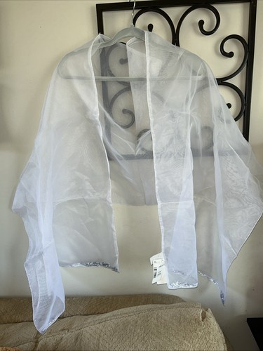 White sheer organza shawl - organza, wrap