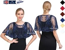 1920s Sequin Shawl Women's Cape Up Shrug For Gatsby Bridal Wedding Evening -PJ06
