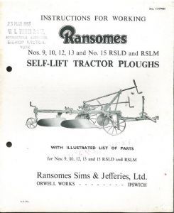 Ransomes tractor plough - tractor,