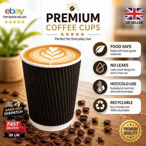 Black ripple paper coffee - paper, cups