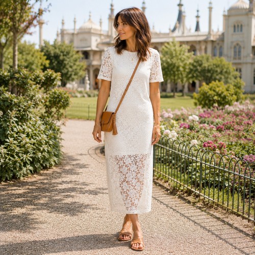 Zara lace midaxi - dress, m